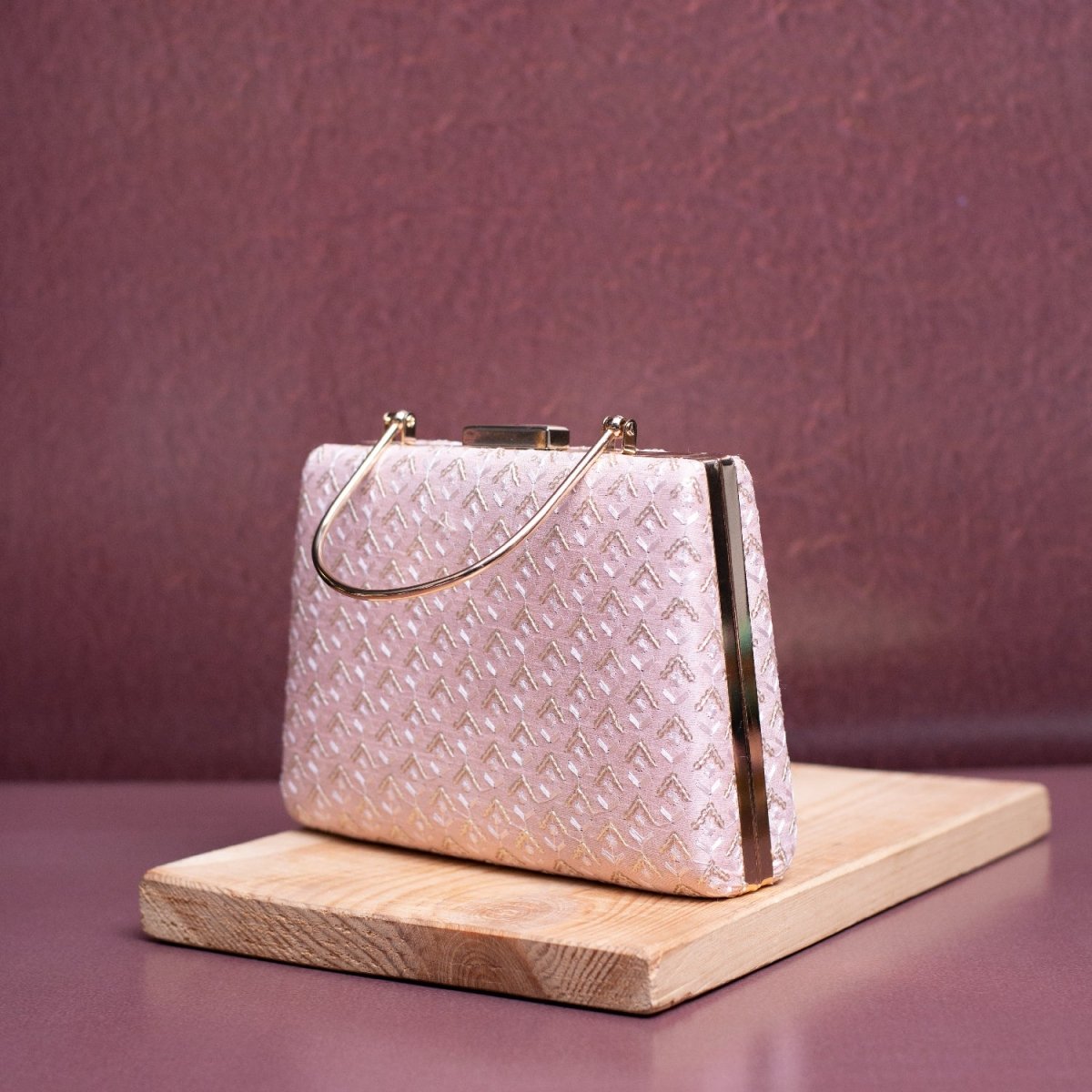 Artklim Baby Pink Based Sequins Embroidery Clutch