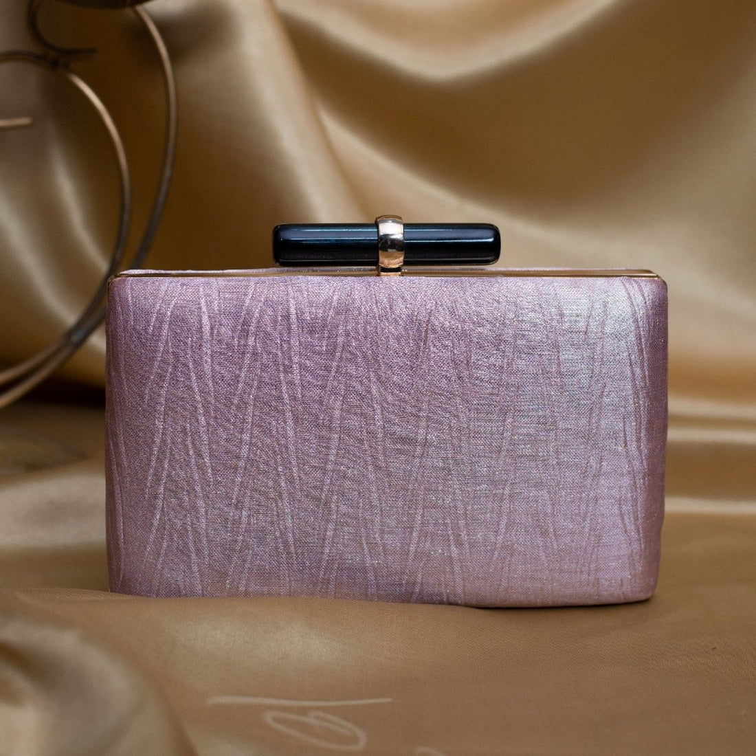 Artklim Pastel Pink Crushed Satin Fabric Clutch