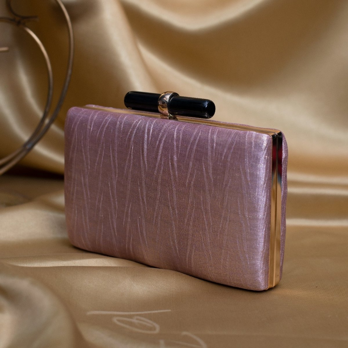 Artklim Pastel Pink Crushed Satin Fabric Clutch