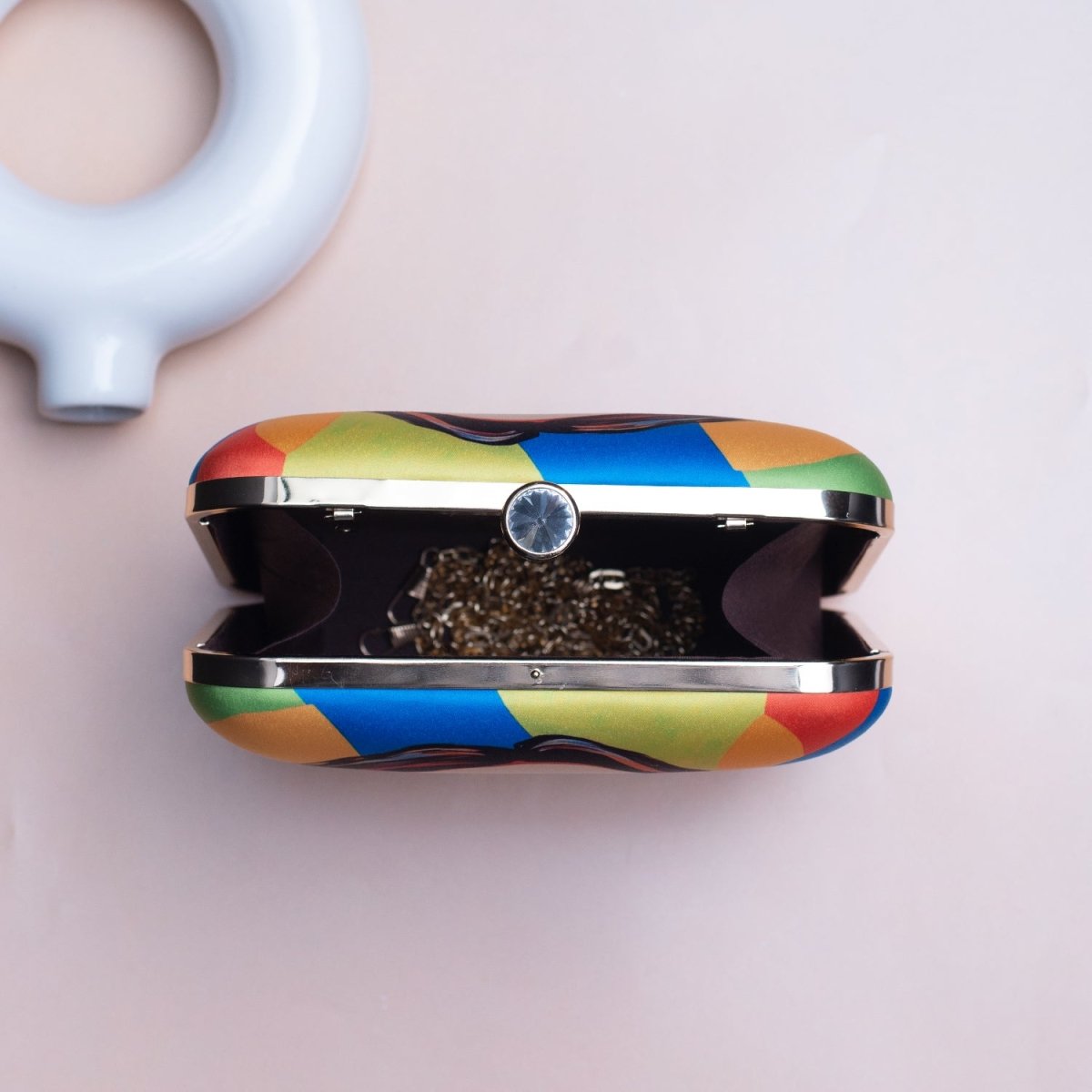 Artklim Multicolored Portrait Printed Clutch