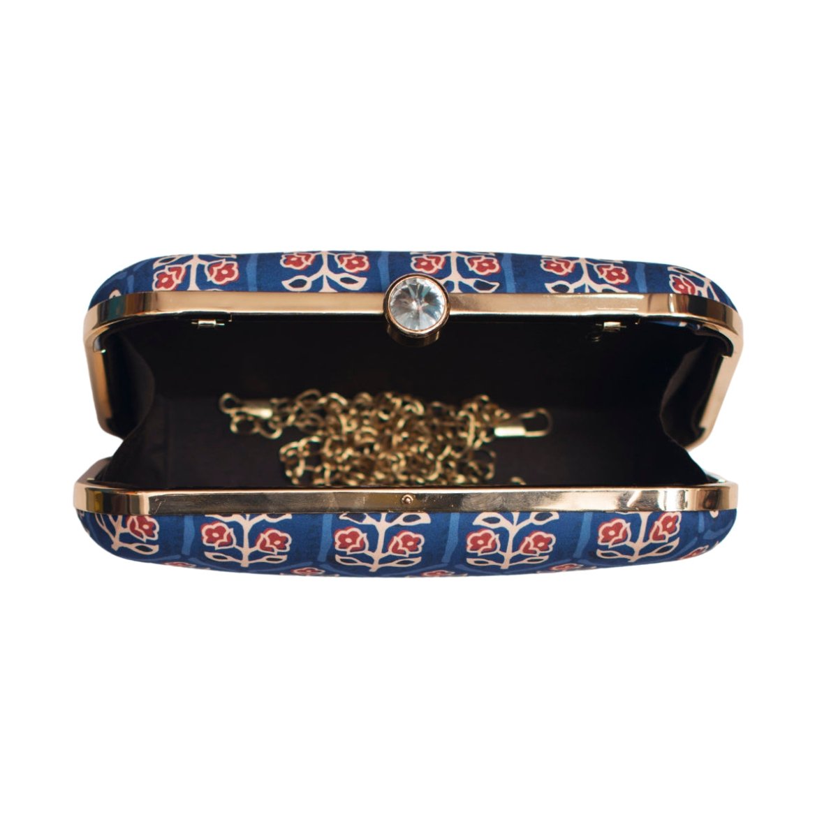 Blue Floral Printed Clutch