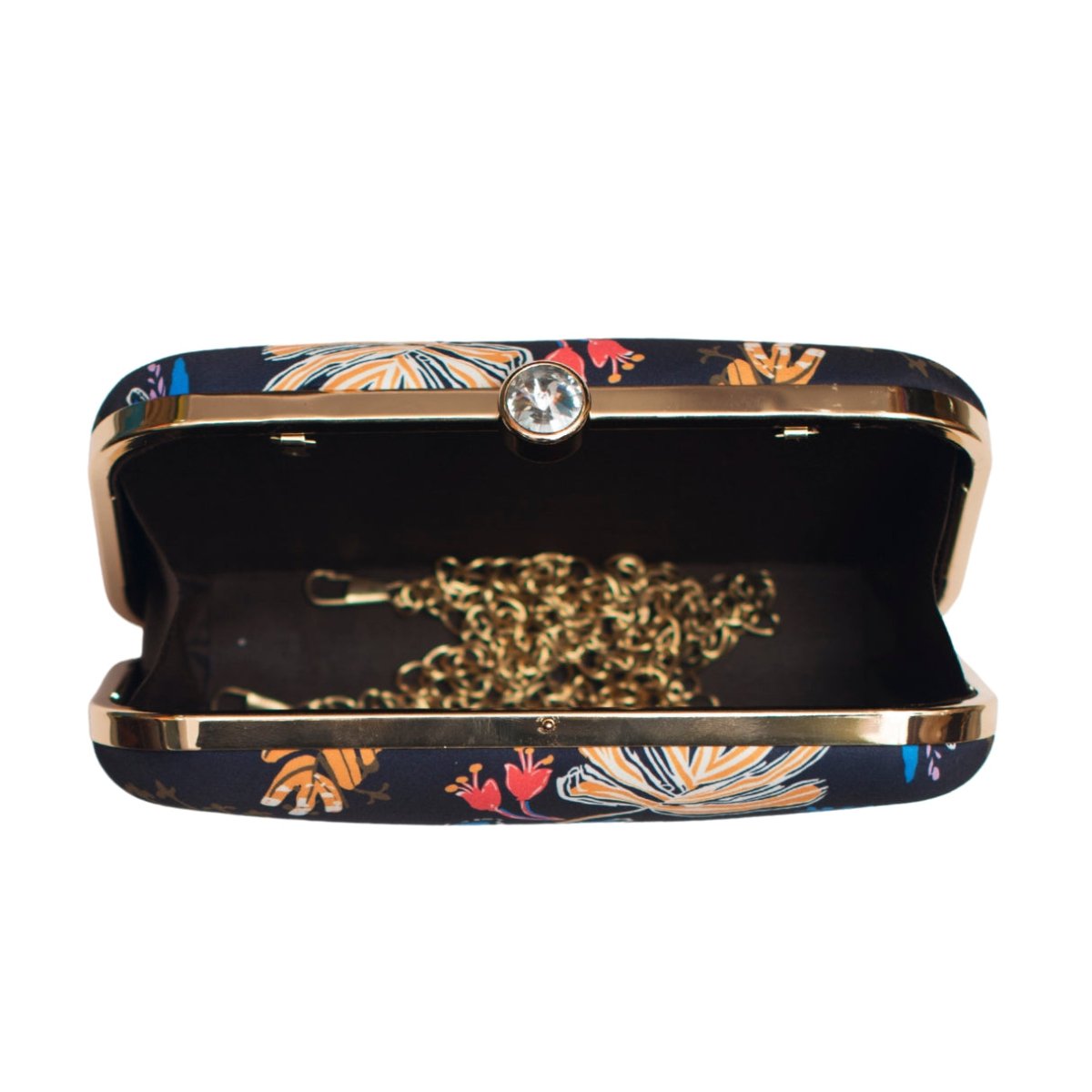 Blue Leaf Printed Clutch