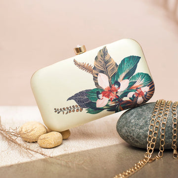Green Leaf Printed Clutch