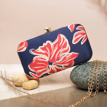 Red Flower Printed Clutch