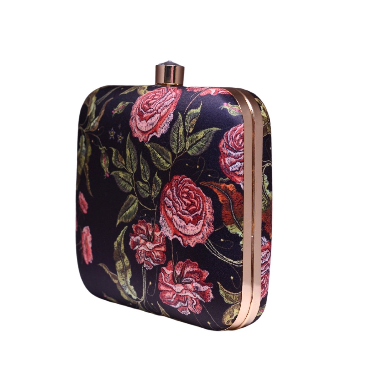 Black Floral Printed Name Customised Clutch