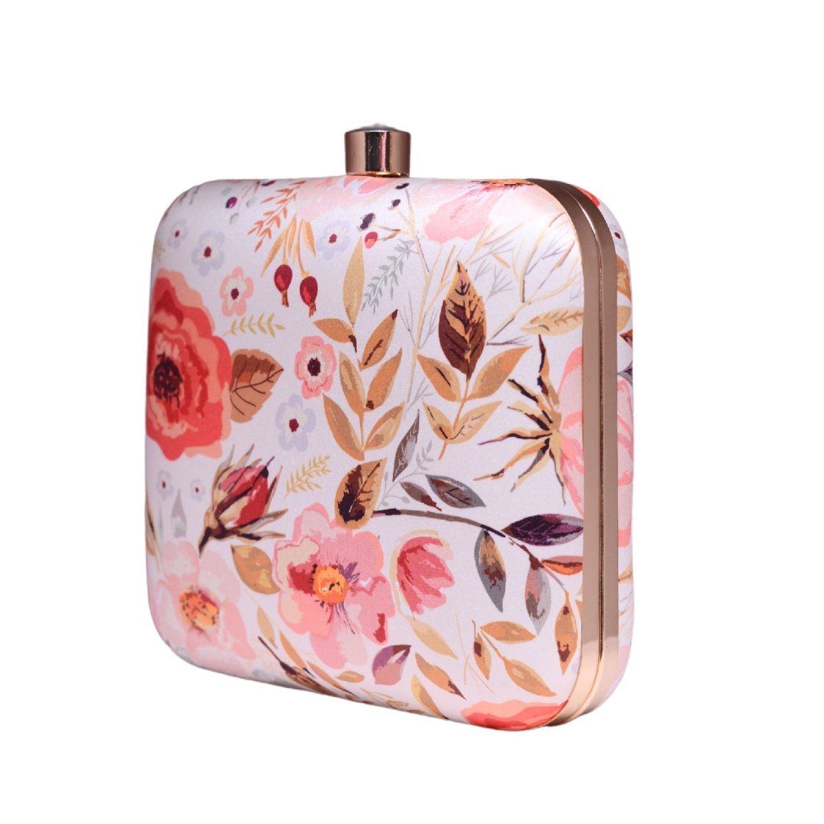 White Floral Printed Name Customised Clutch