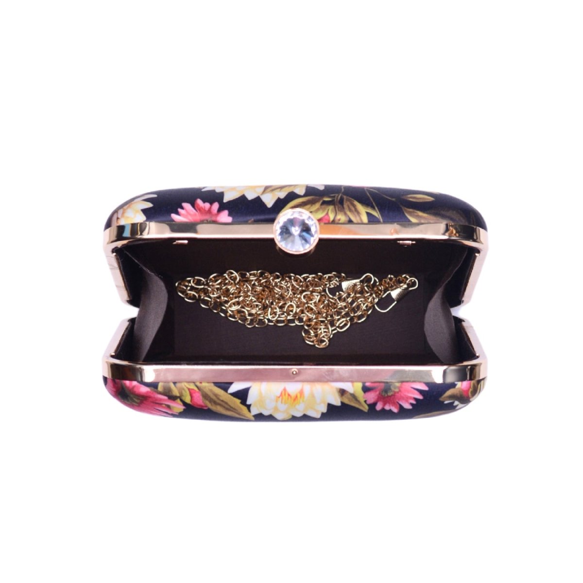 Black Leaf And Floral Printed Name Customised Clutch