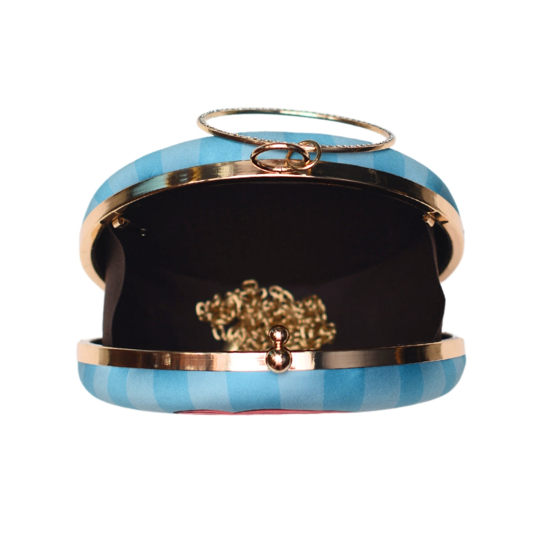Sky Blue Round Customised Name Clutch