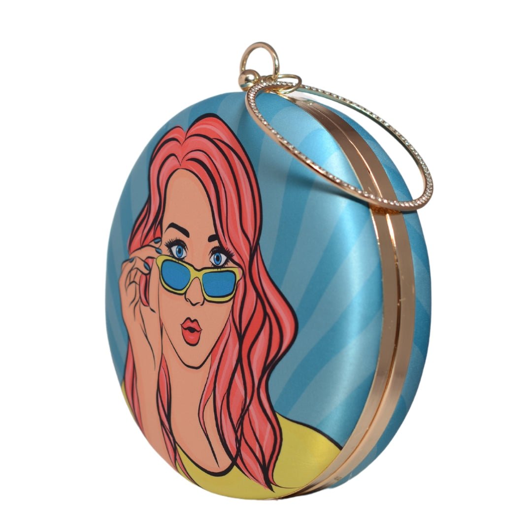 Sky Blue Round Customised Name Clutch