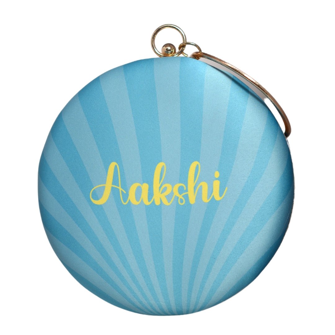 Sky Blue Round Customised Name Clutch