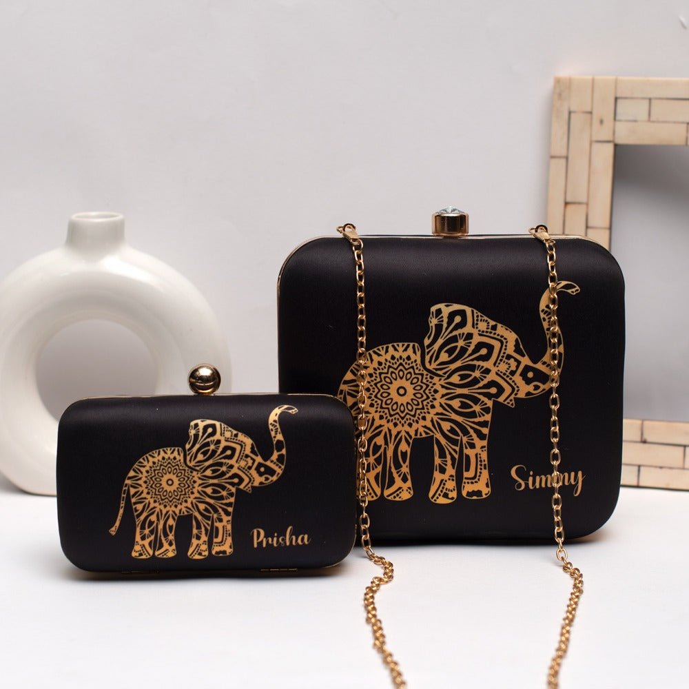 Mother Daughter Twinning Printed Name Clutch