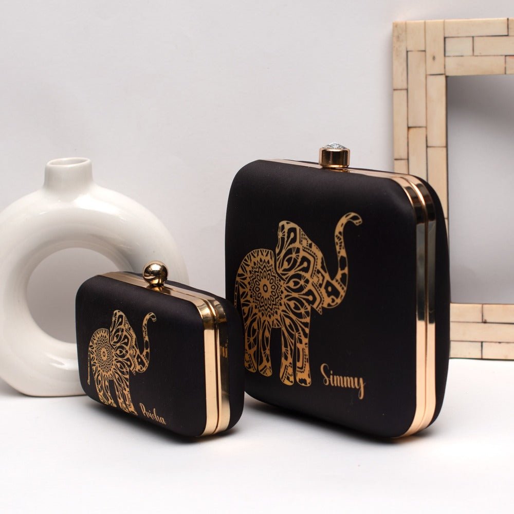 Mother Daughter Twinning Printed Name Clutch