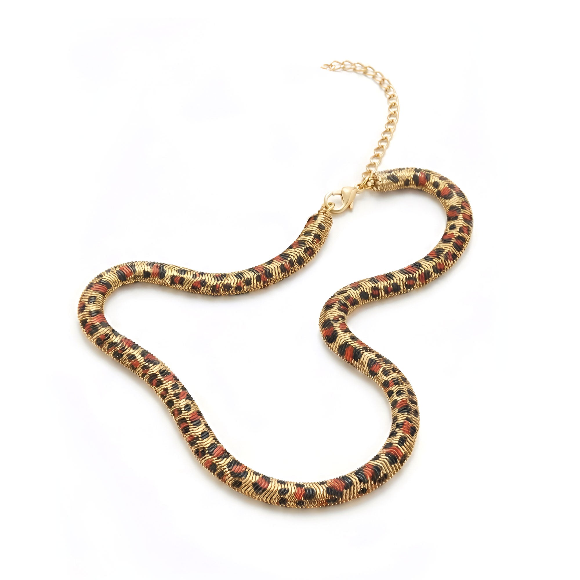 Artklim Gold Plated Leopard Pattern Statement Pendant Necklace