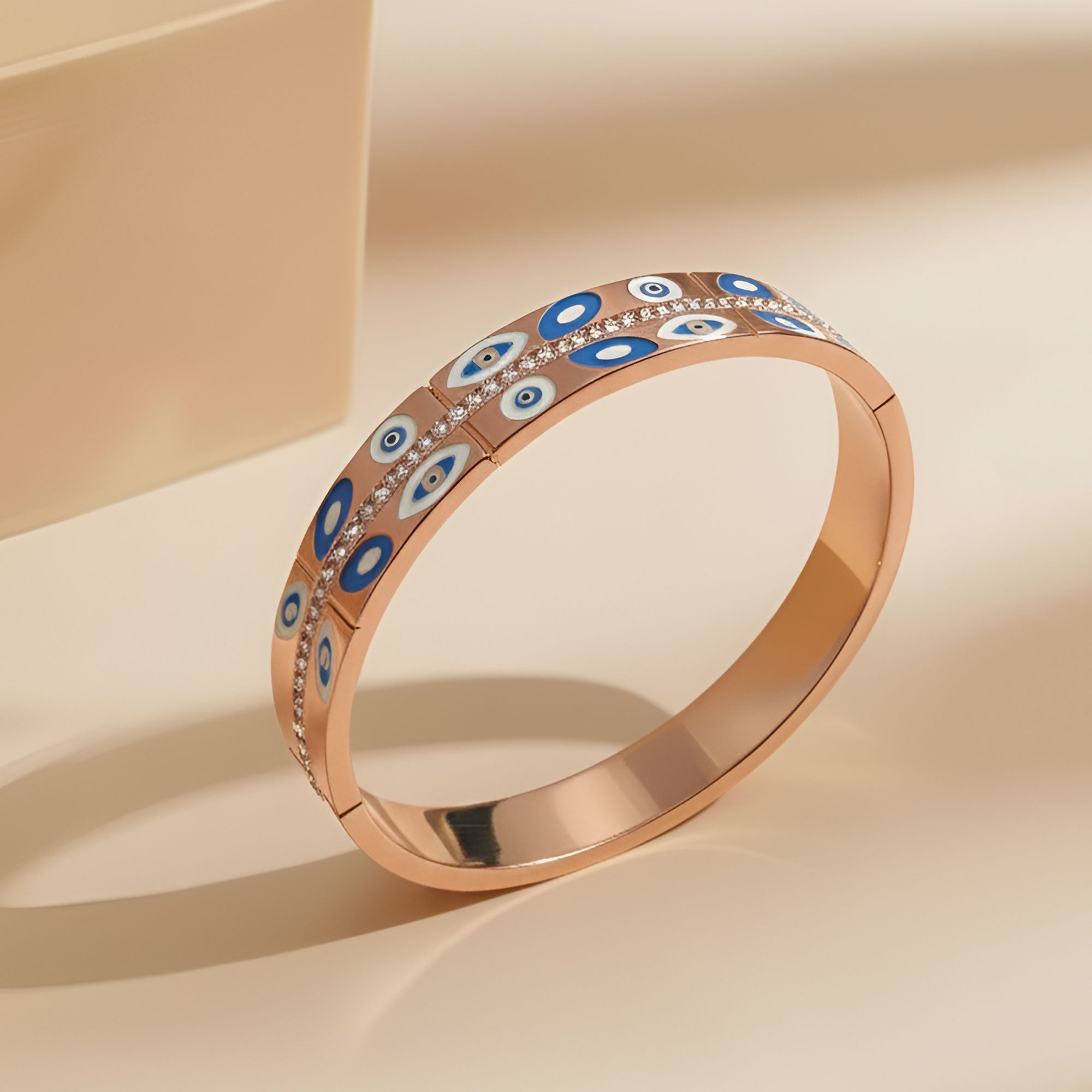 Artklim Gold Plated Mystic Eye Inlay Luxe Bangle Bracelet