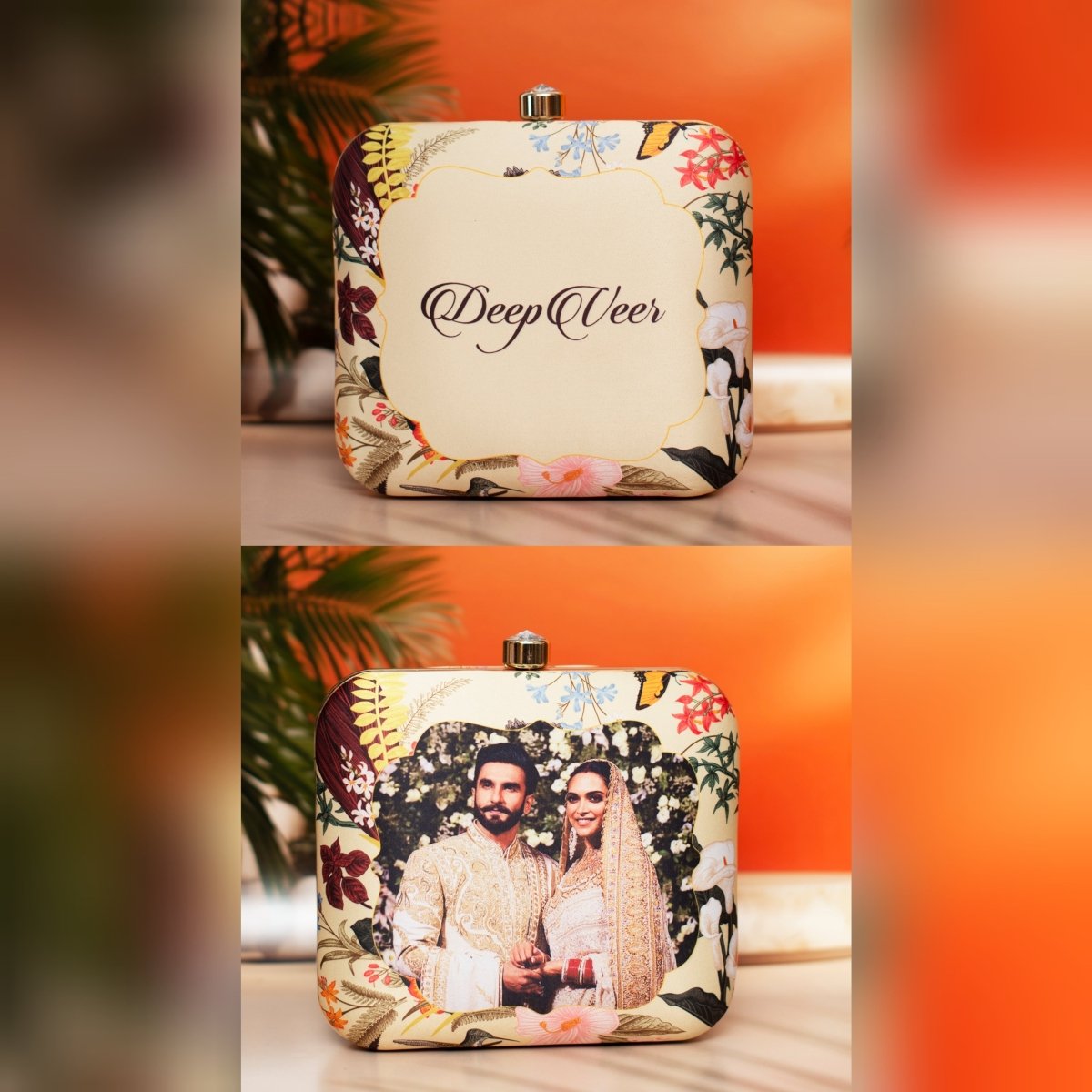 Artklim Cream Based Printed Customized clutch