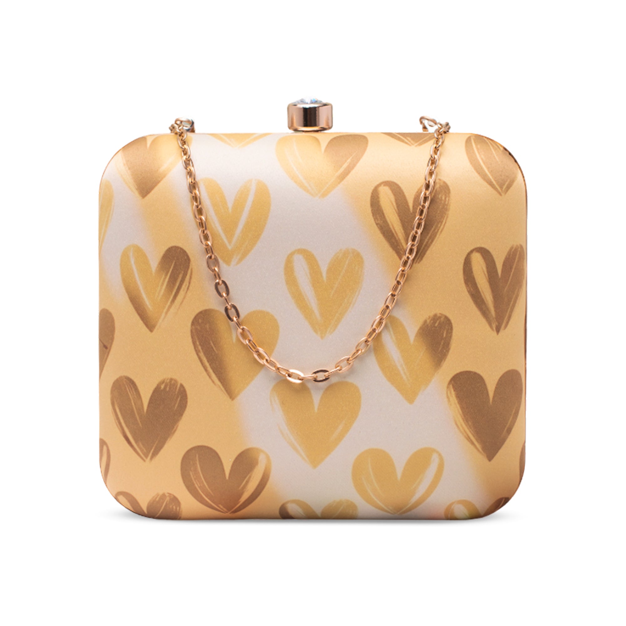 Artklim Golden Heart Printed Clutch