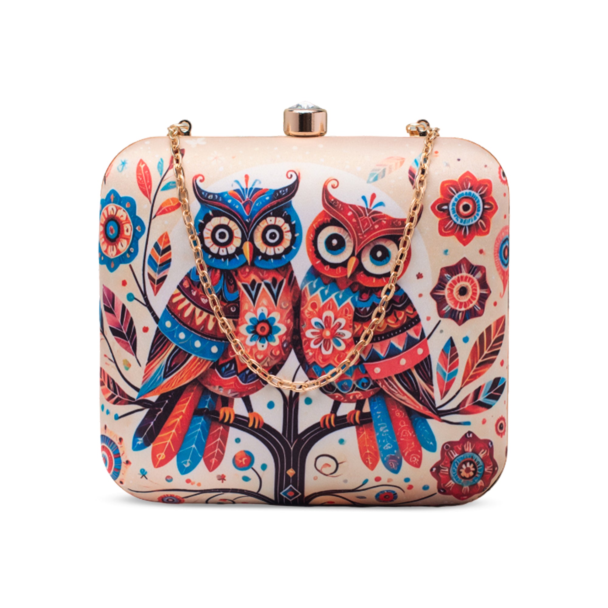 Artklim Twin Owls Printed Clutch