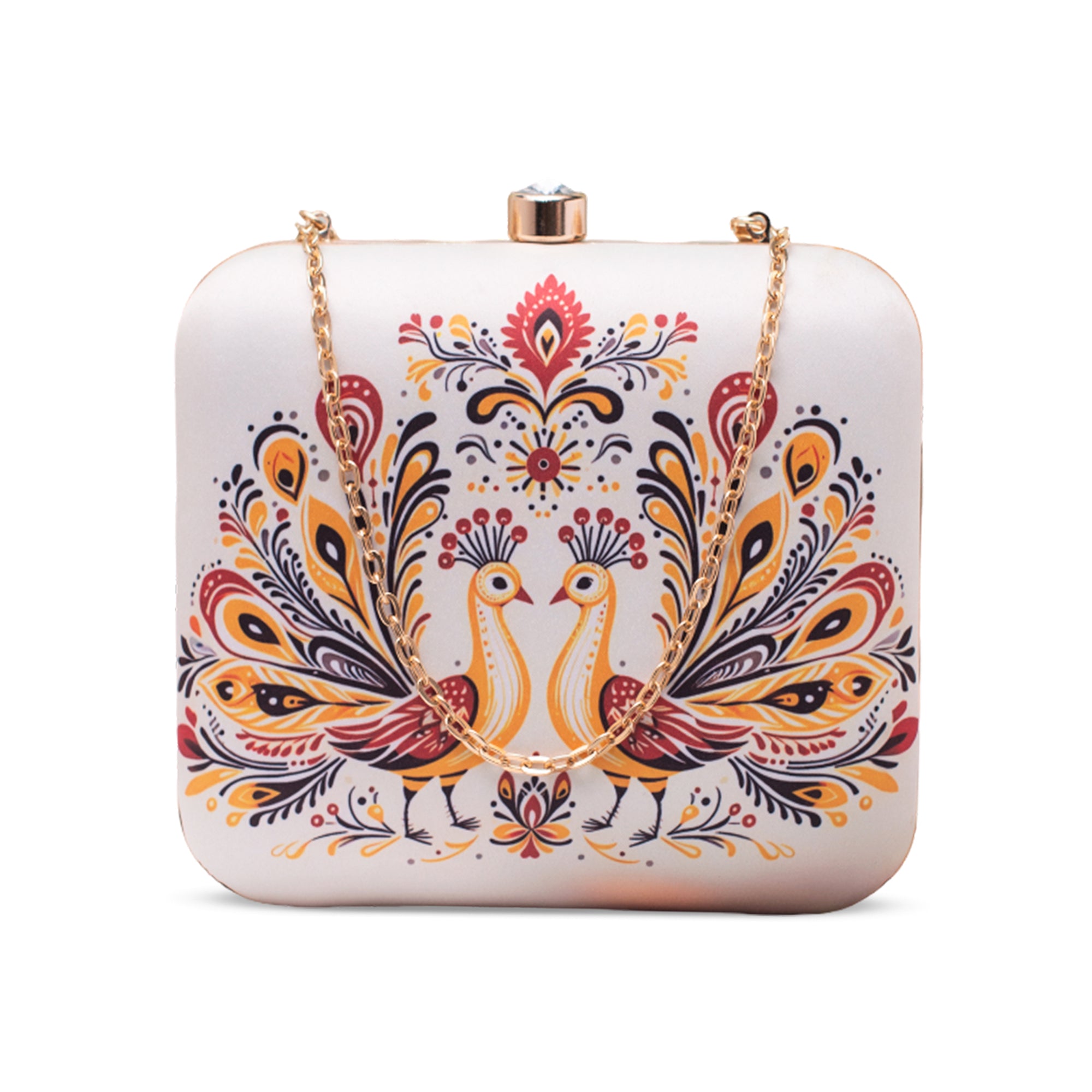 Artklim Royal Twin Peacocks Pattern Portrait Clutch