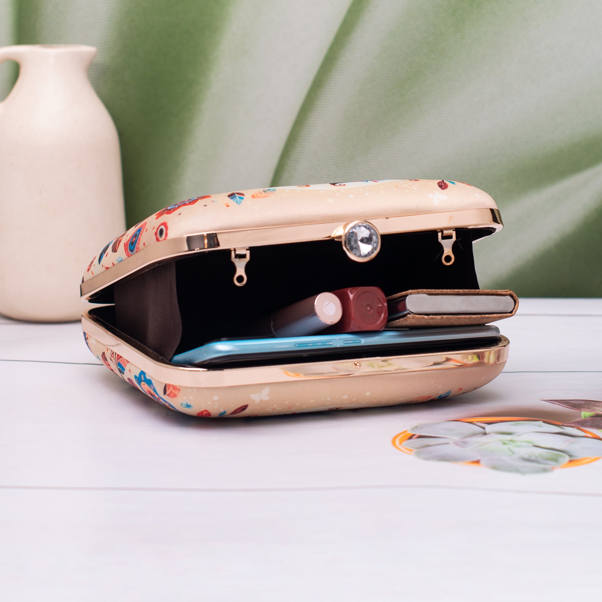 Artklim Twin Owls Printed Clutch