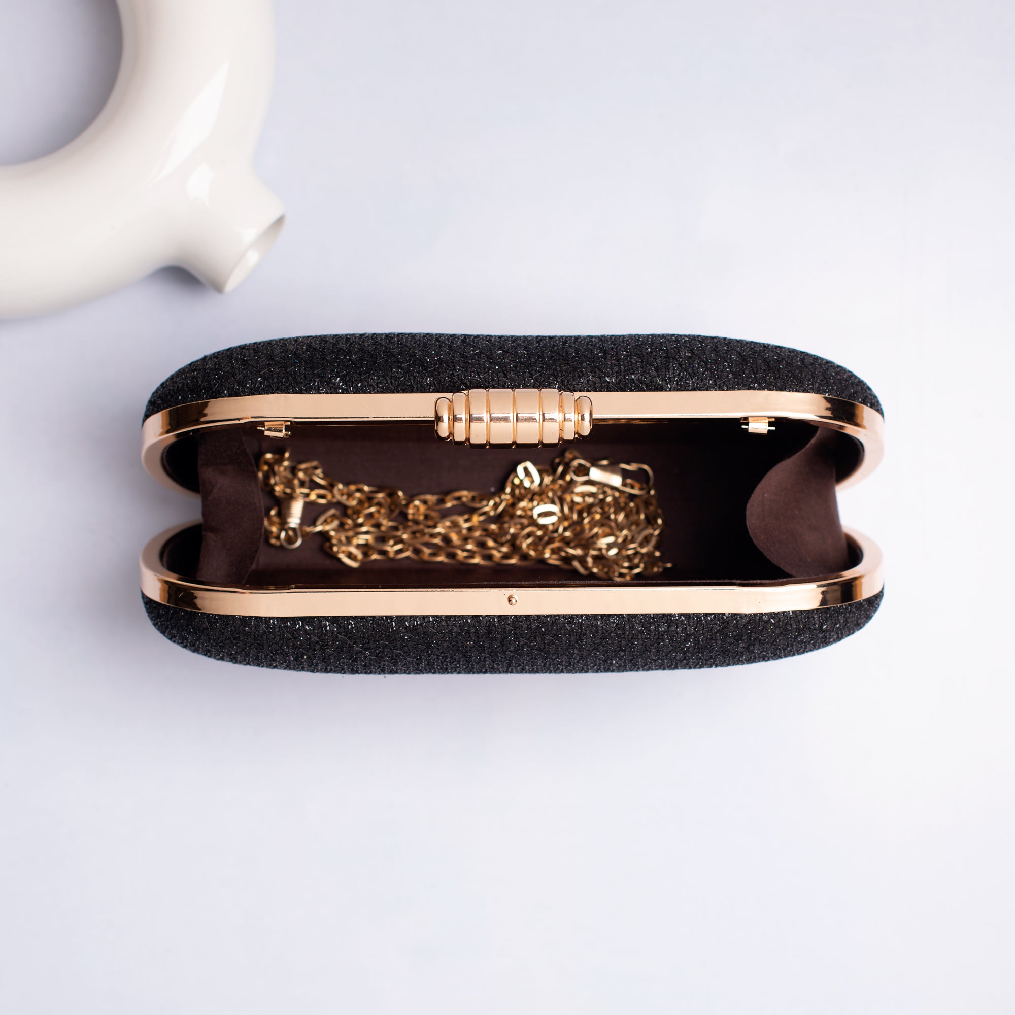 Artklim Black Glitter Capsule Party Clutch