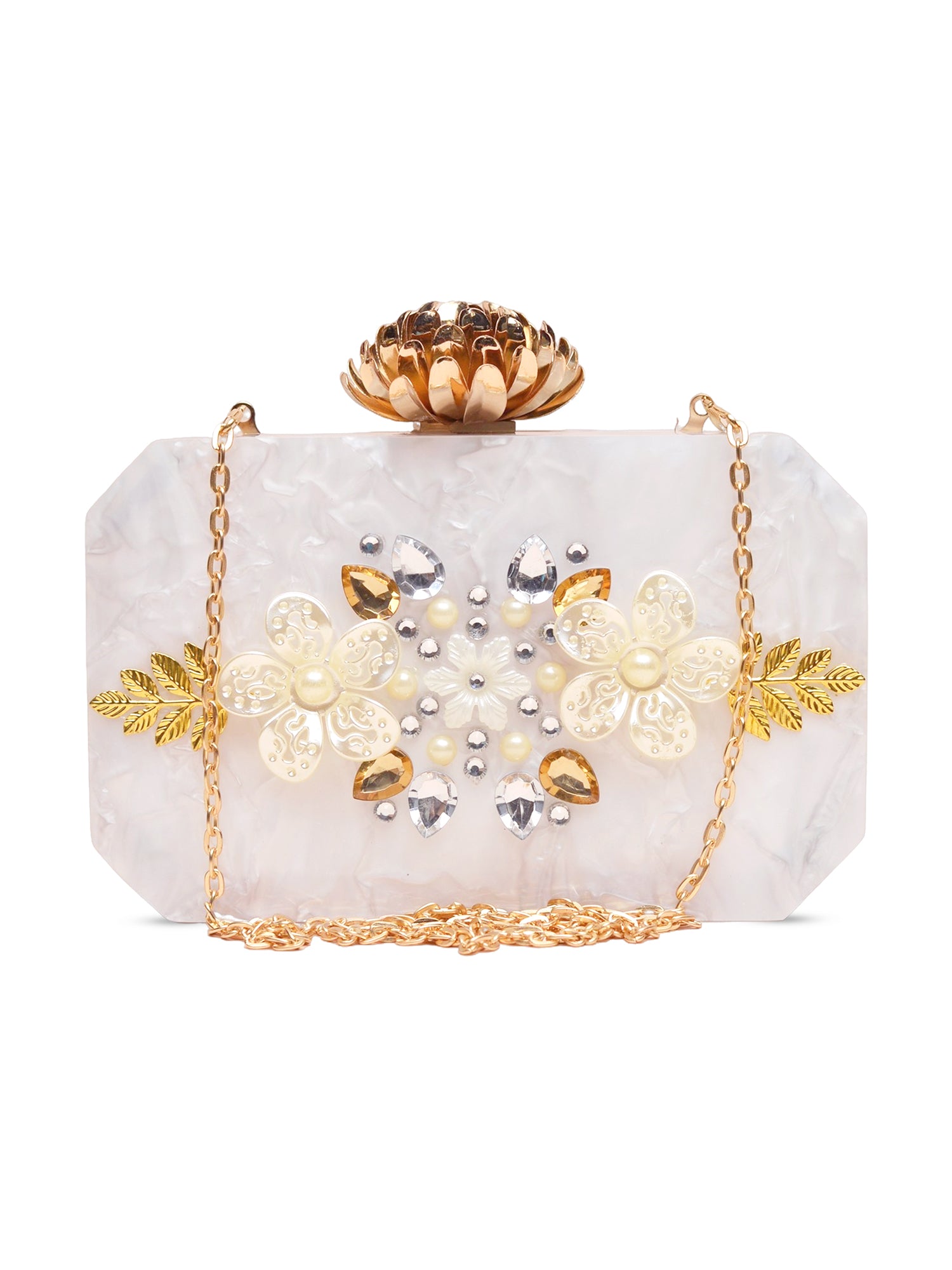 Artklim White Stone Acrylic Clutch