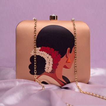 Artklim Indian Woman With Gajra Printed Clutch