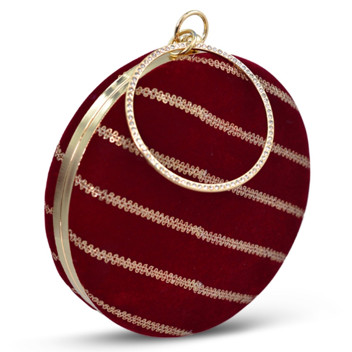 Artklim Maroon Base Golden Sequins Embroidery Clutch