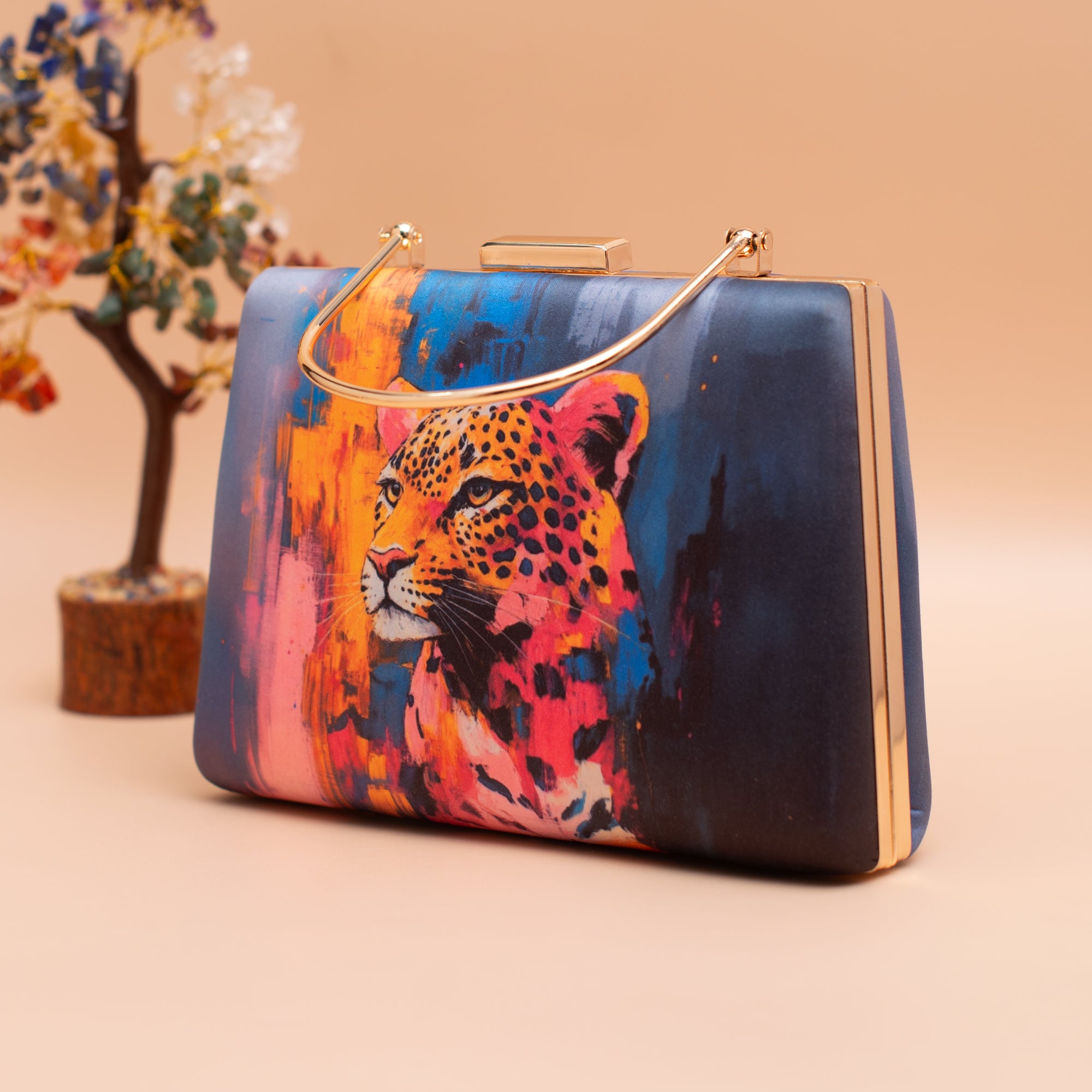 Artklim Multicolored Leopard Printed Clutch