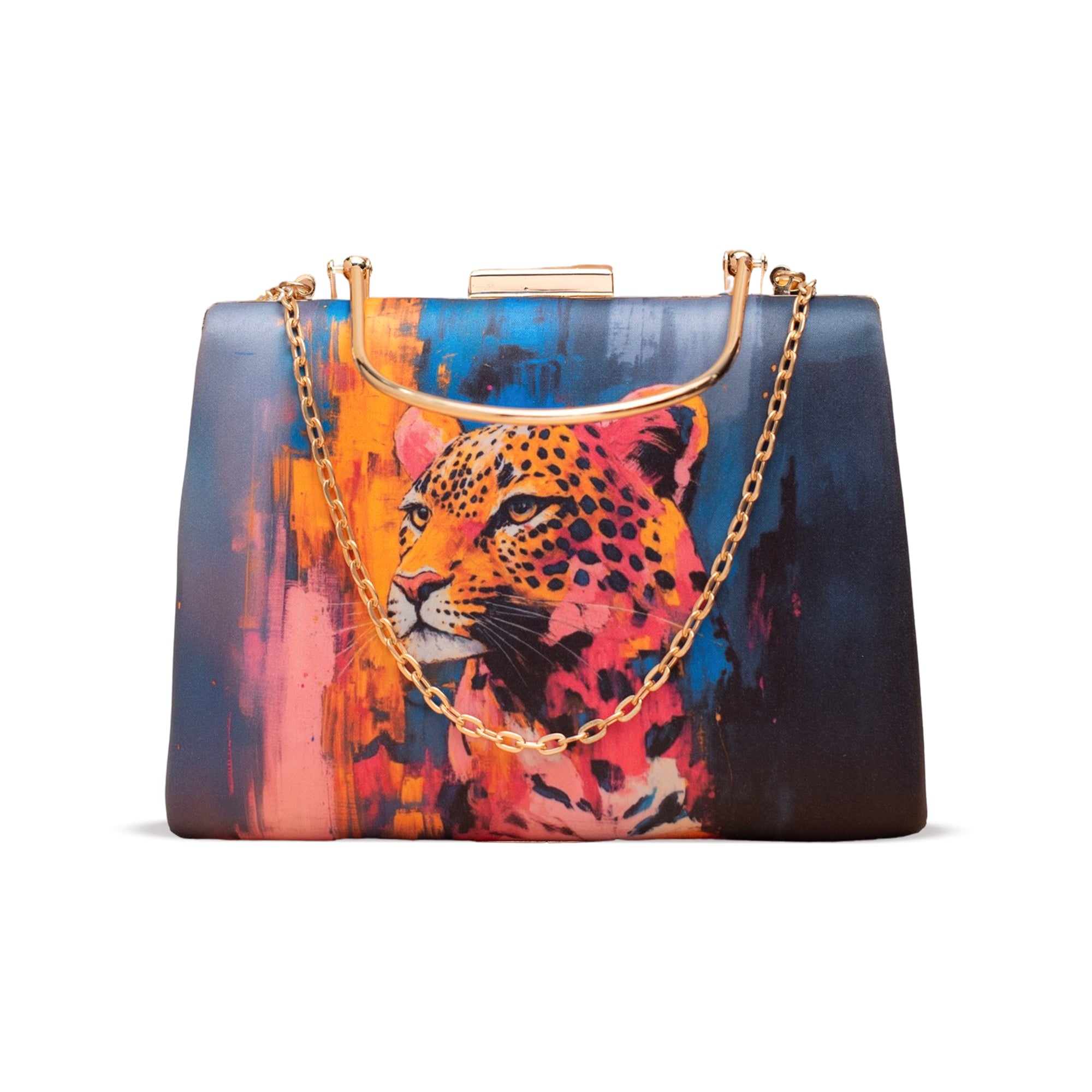 Artklim Multicolored Leopard Printed Clutch