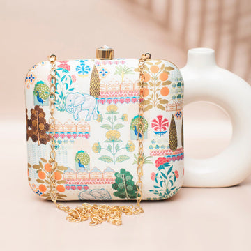 Beautiful Botanic Theme Printed Clutch