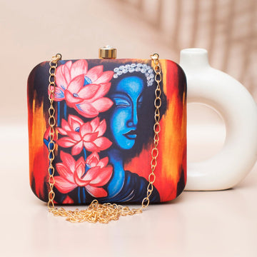 Lotus Lady Printed Clutch
