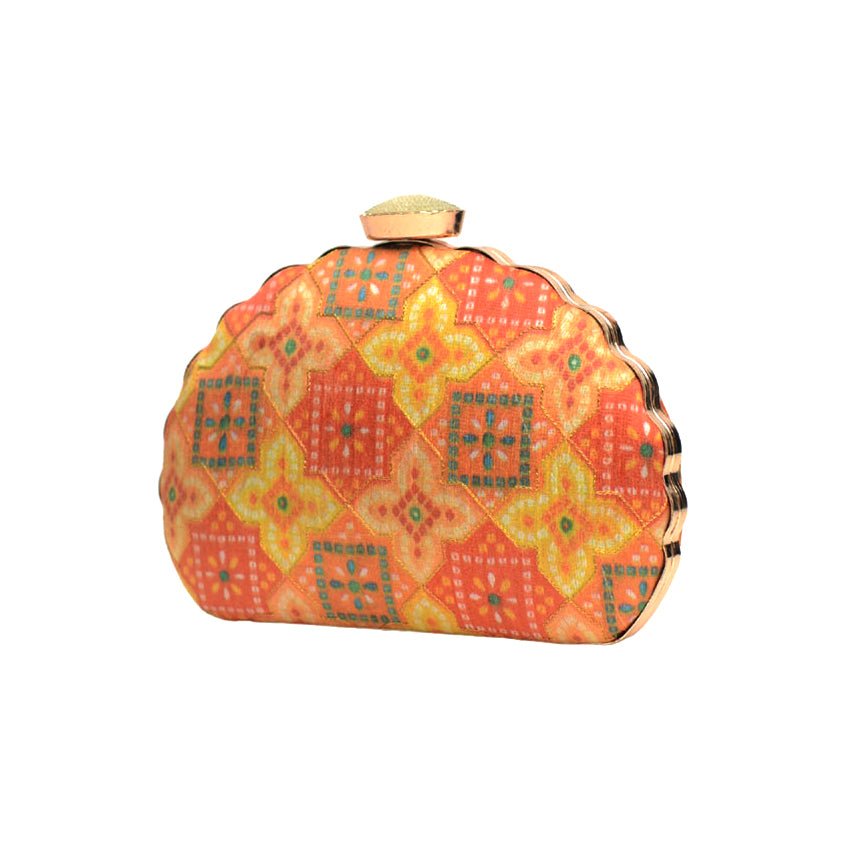 Yellow-Orange Embroidered Clutch