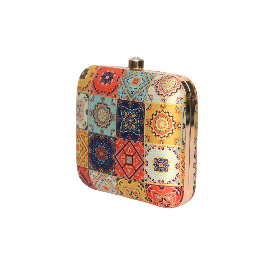 Multicolored Mandala Printed Clutch