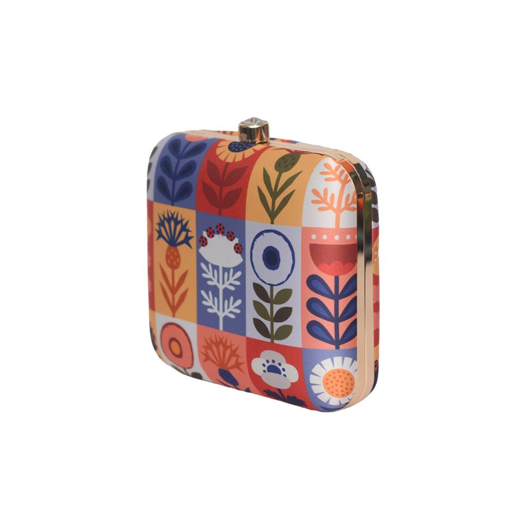 Multipattern Floral Printed Clutch