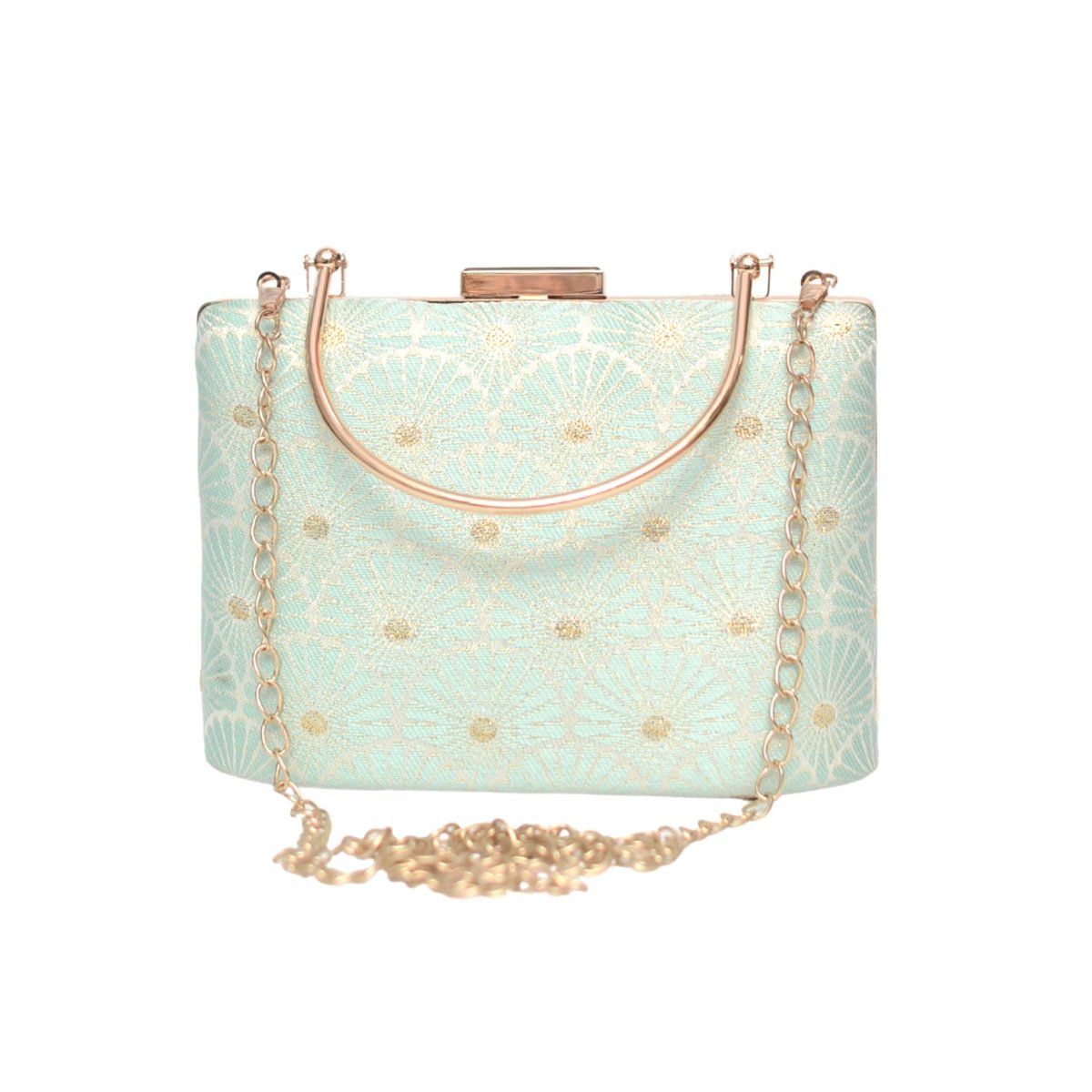 Blue Pattern Embroidered Clutch