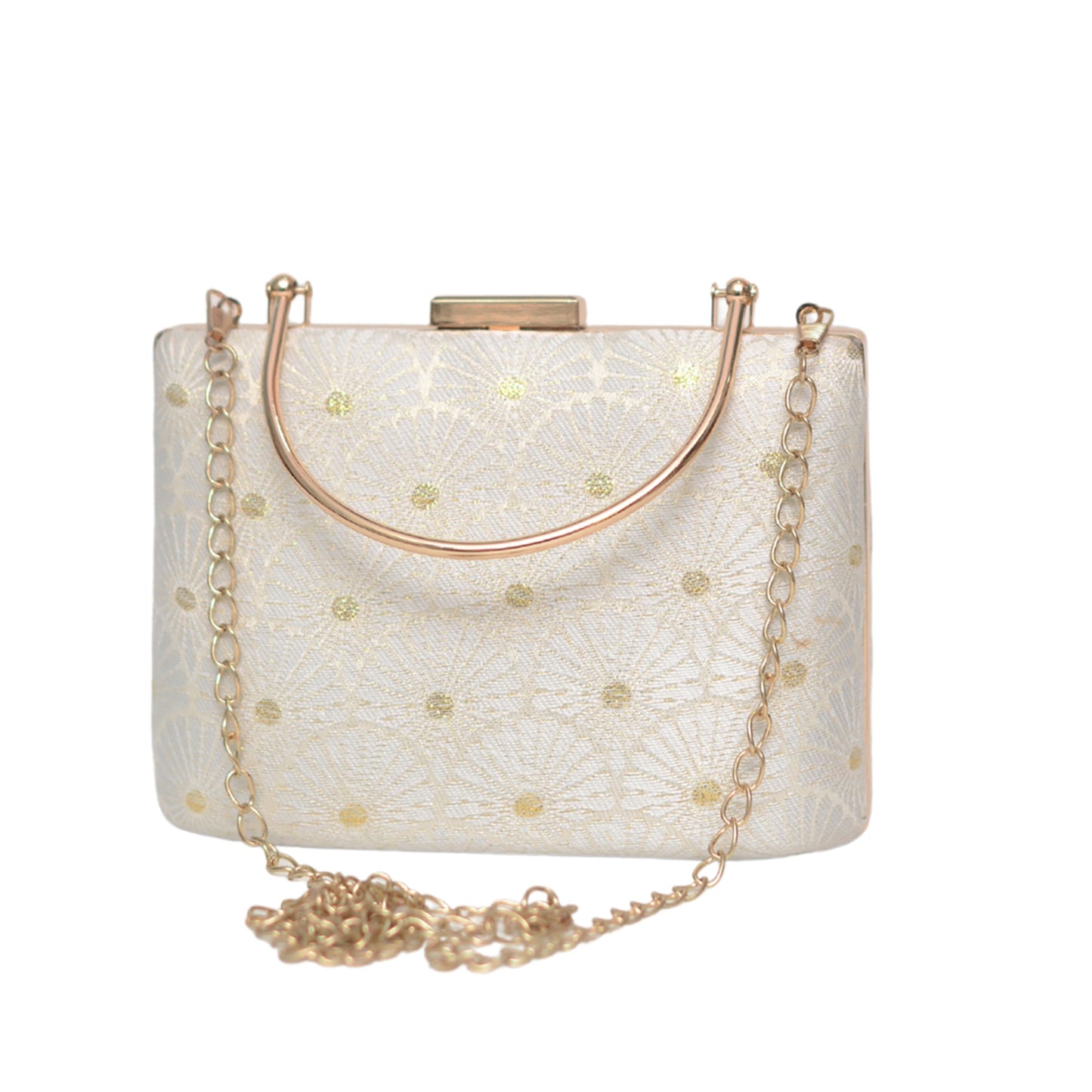 White Pattern Embroidered Clutch