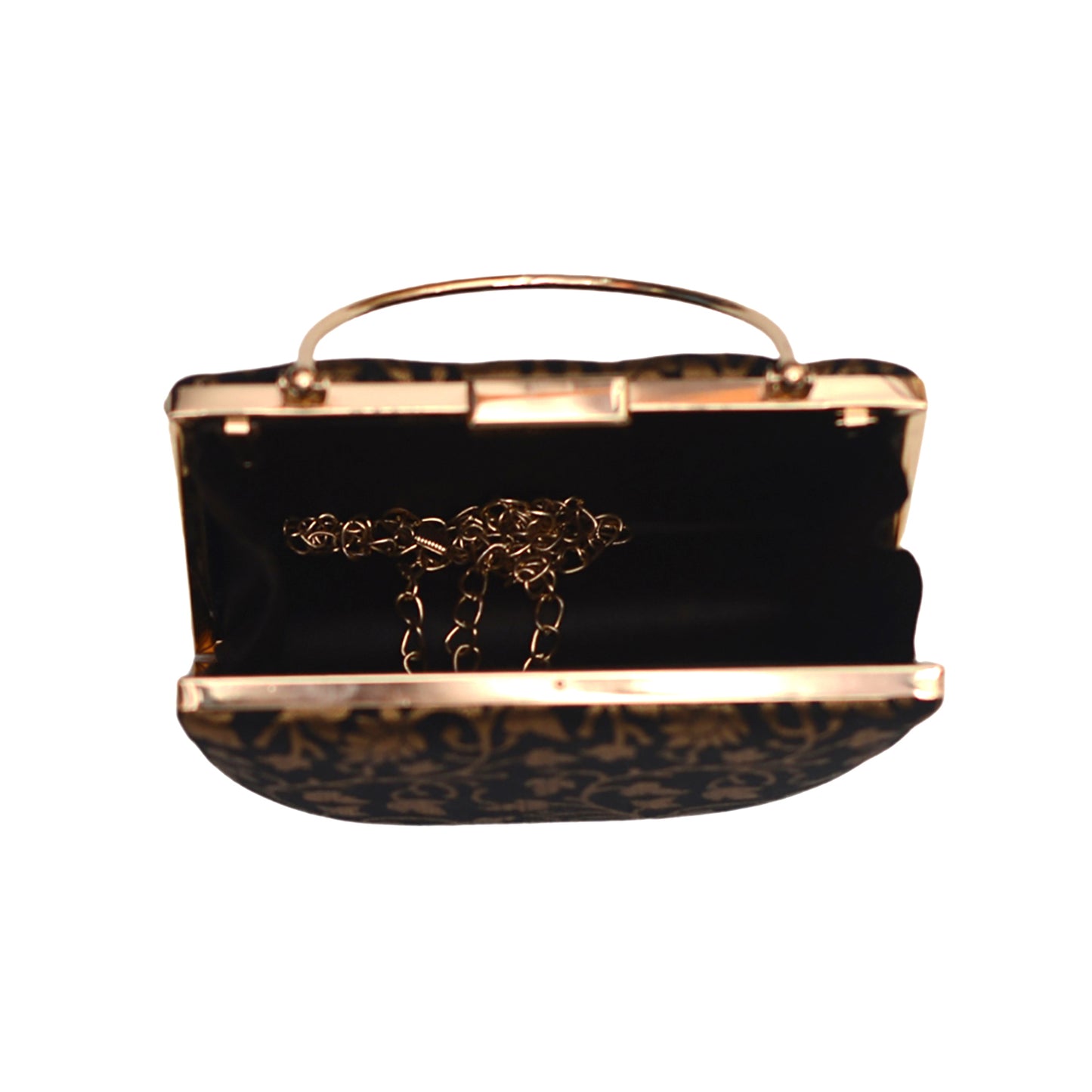 Black Golden Leaf Embroidered Clutch