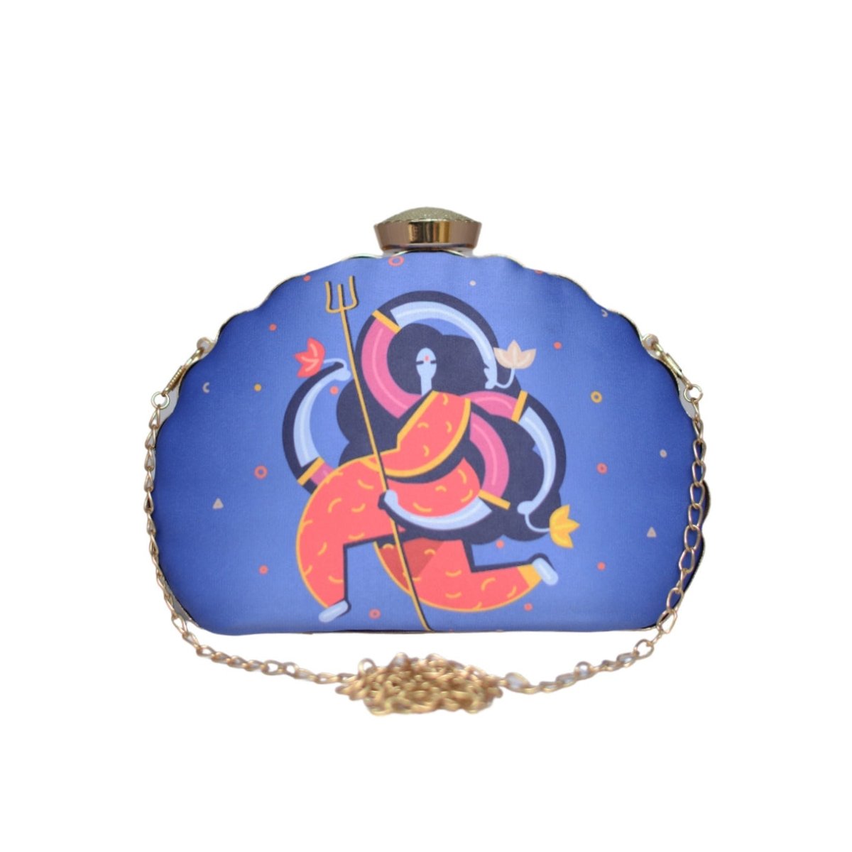 Artklim Durga Maa D-Shape Printed Clutch