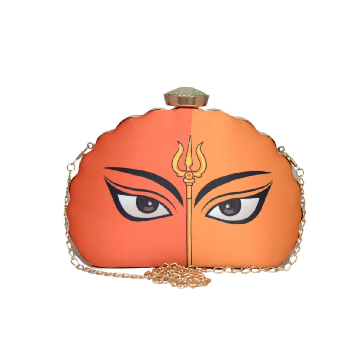 Artklim Multicolor Durga Printed D-Shape Clutch