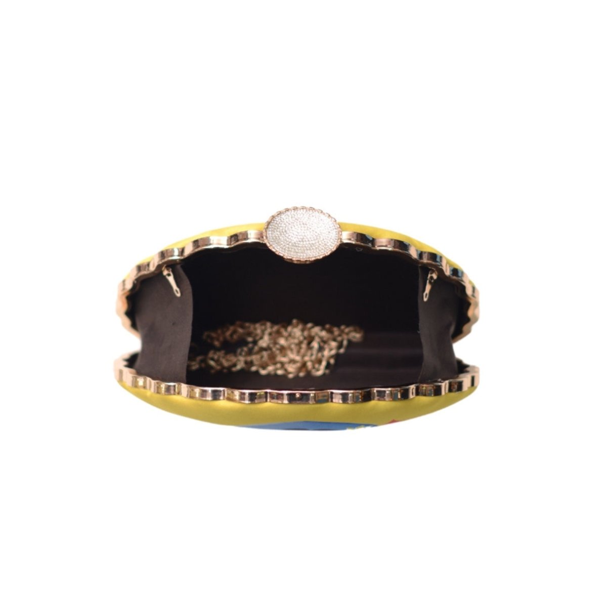 Artklim Yellow Durga D-Shape Printed Clutch