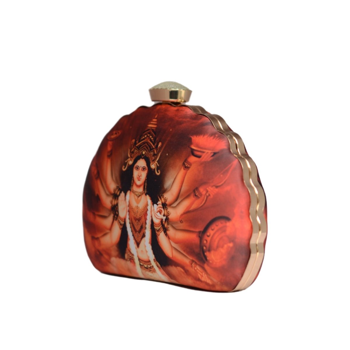 Artklim Goddess Durga Printed D-Shape Clutch