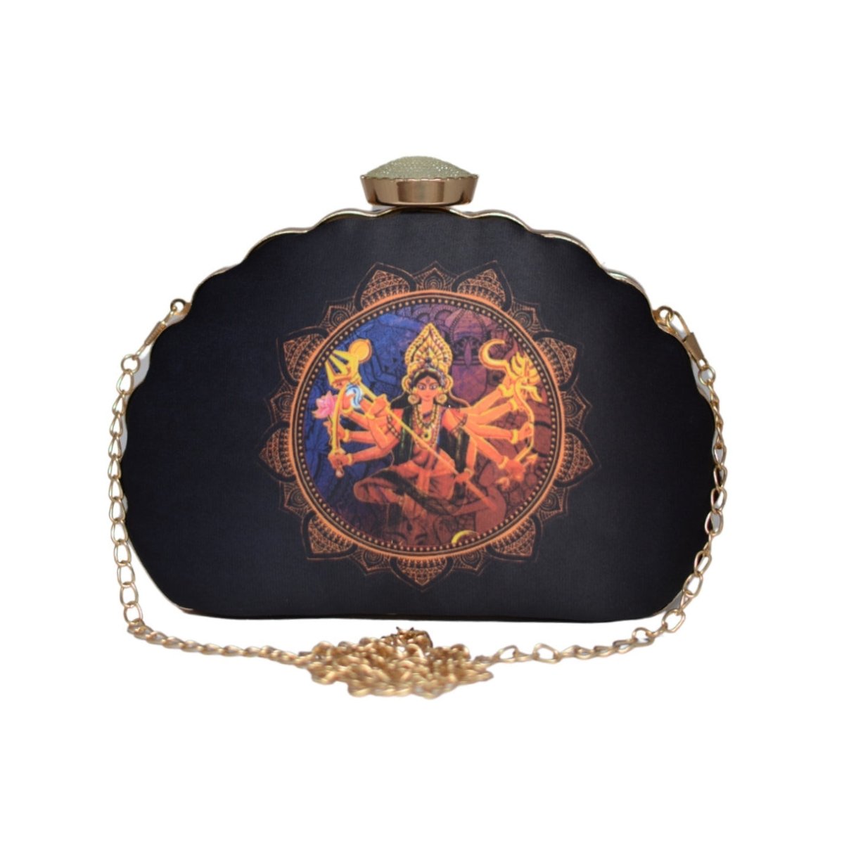 Artklim Durga Printed D-Shape Clutch