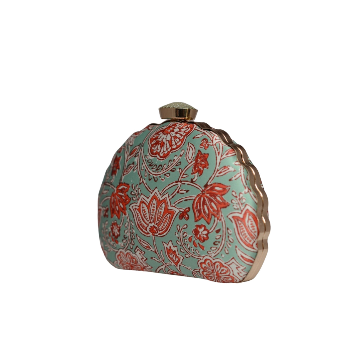 Artklim Red Floral Printed D-shape Clutch