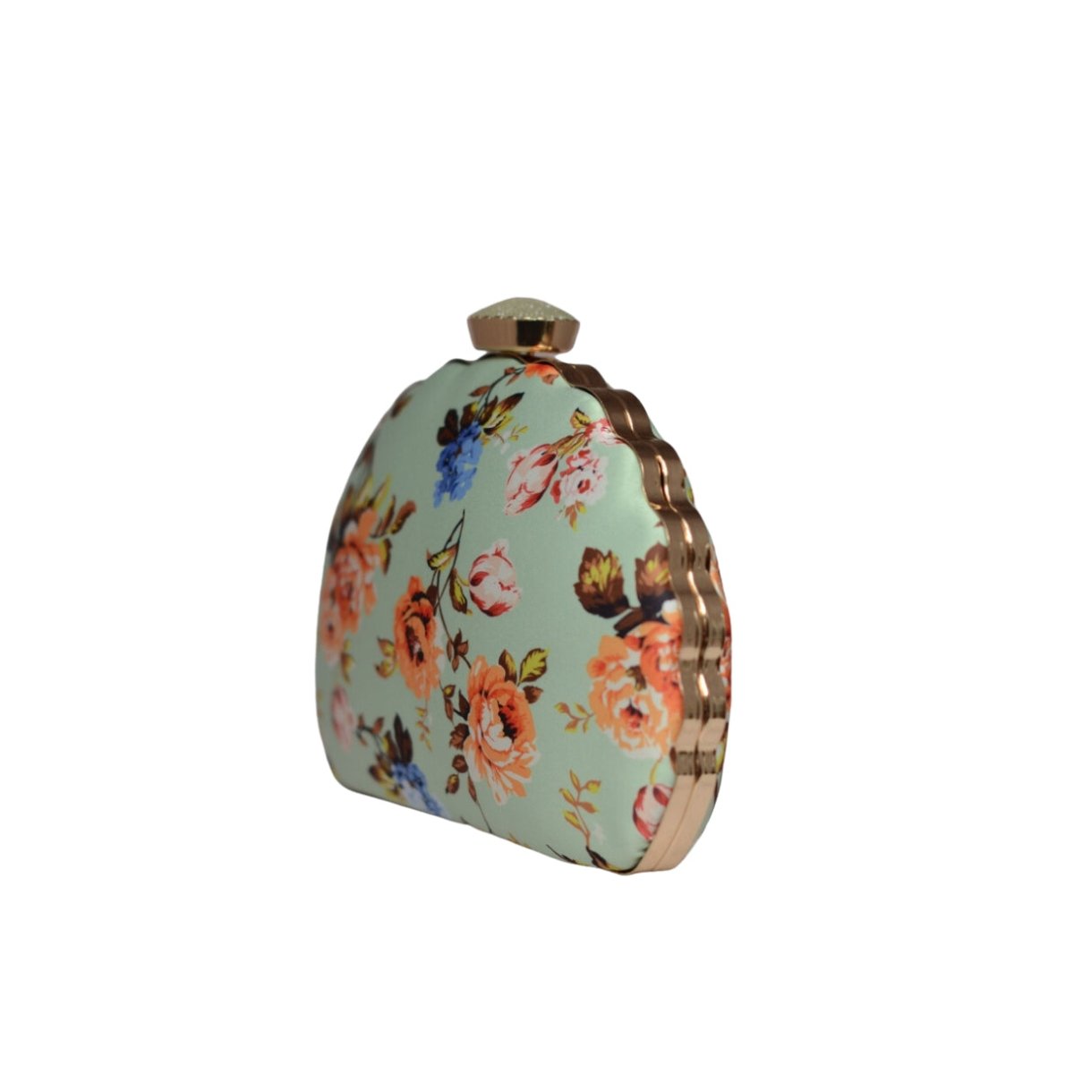 Artklim Blue Floral Printed D-shape Clutch
