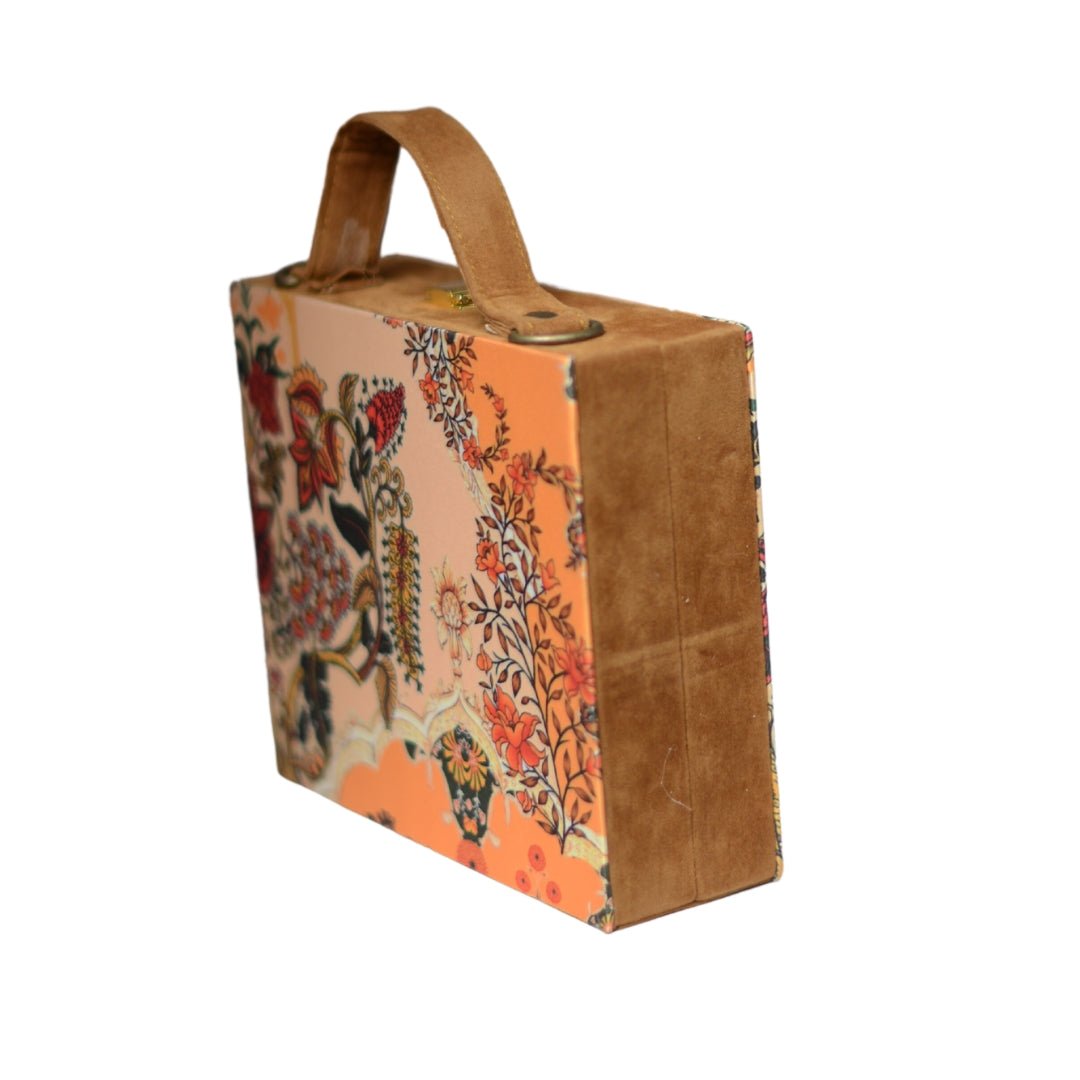 Artklim Madhubani Floral Printed Suitcase Style Clutch