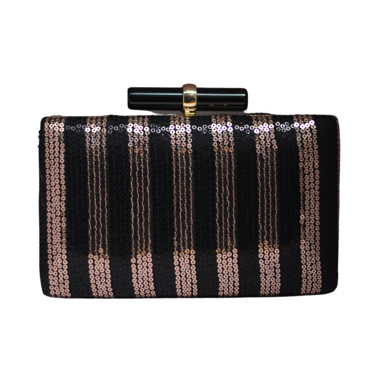 Artklim Black and Rose Gold Sequins Fabric Party Clutch