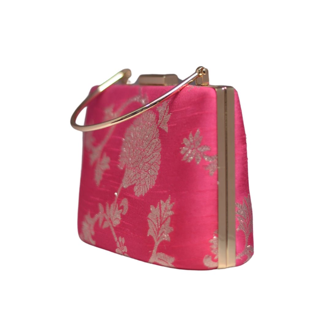 Artklim Pink Floral Brocade Party Clutch