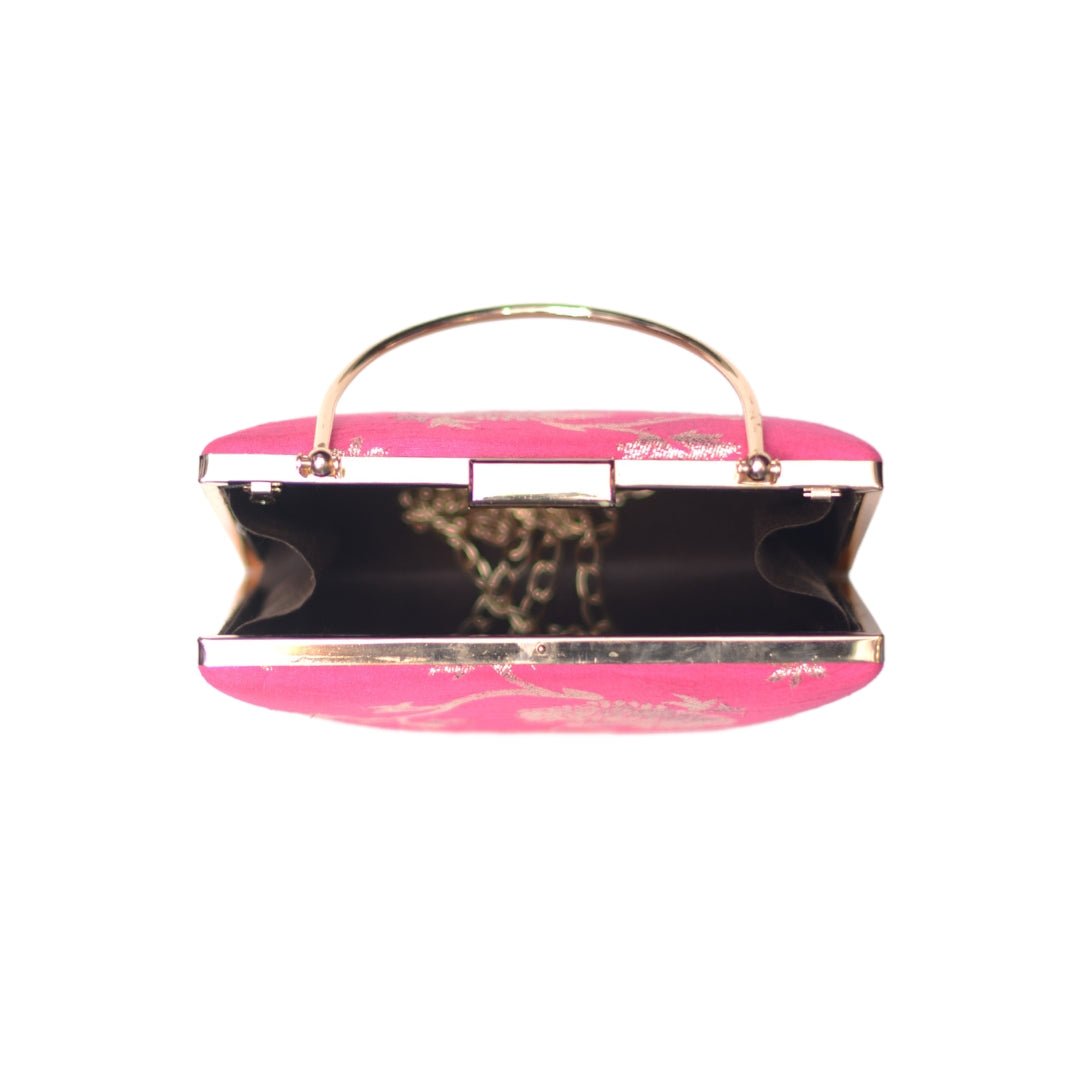 Artklim Pink Floral Brocade Party Clutch