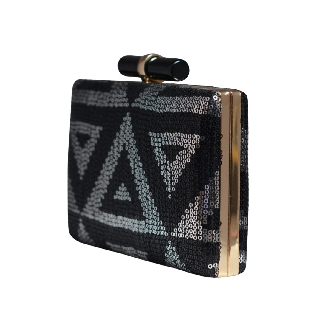 Artklim Black And Silver Sequins Party Clutch