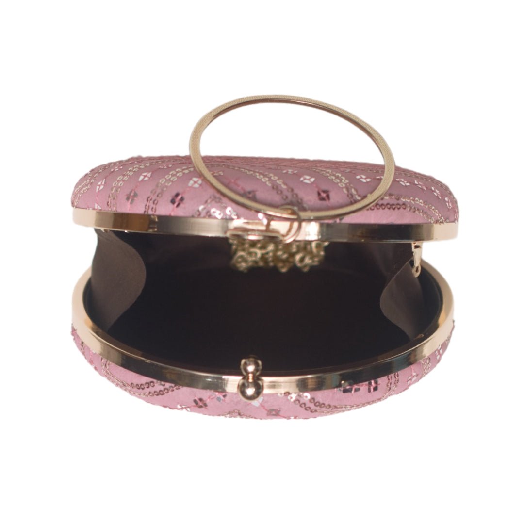 Artklim Peach Sequins Round Party Clutch